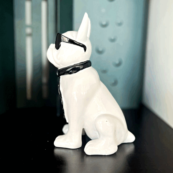 bouledogue blanc cravatte lunettes h14cm les pros du paysage deco jardin (2)0