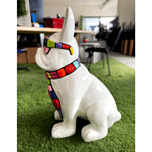 chien smarties cravatte lunettes blanc h78cm les pros du paysage deco jardin (3)0