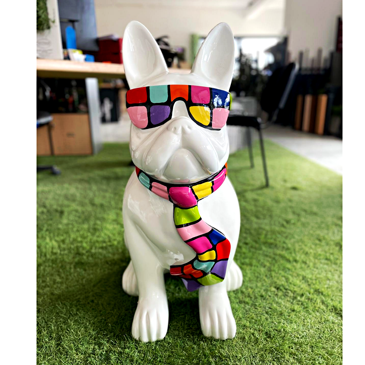 chien smarties cravatte lunettes blanc h78cm les pros du paysage deco jardin0