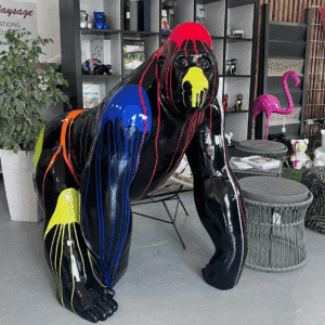 statue en résine extérieure gorille géant noir